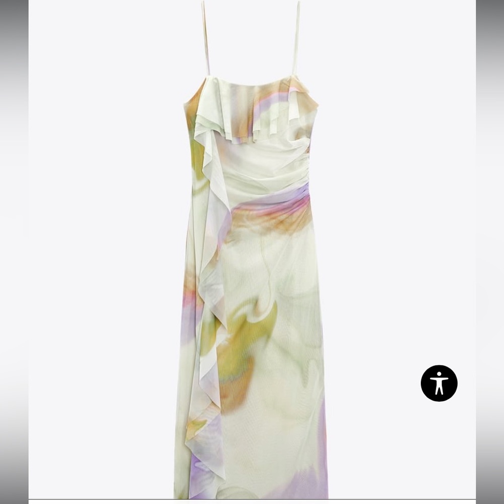 Green purple Tie dye tulle Zara summer dress - Picture 4 of 11